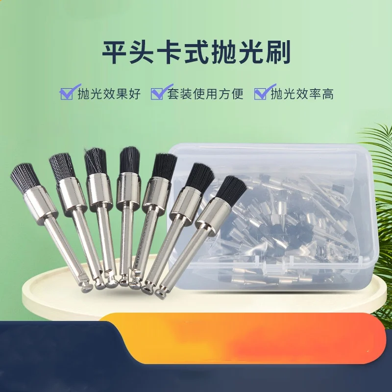 

100pcs Disposable Oral Plastic Consumables Polishing Nylon Bristle Polisher flat Shape Dental Prophy Brushes Stain Removal Tool