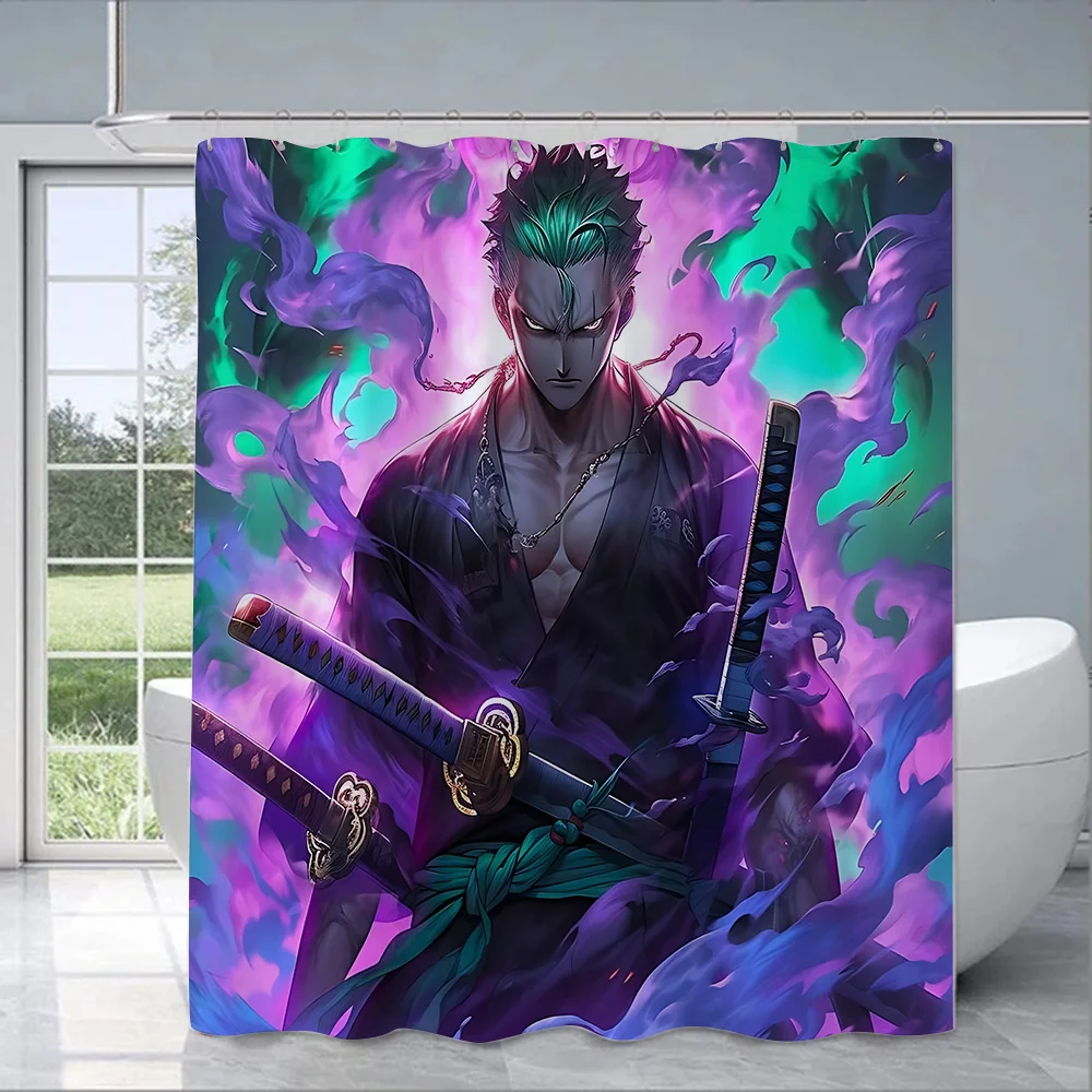 Hot P-PieceS Japan Anime One Shower Curtain Waterproof Polyester Fabric Paint Bath Curtain Home Bathroom Decor Curtain With Hook