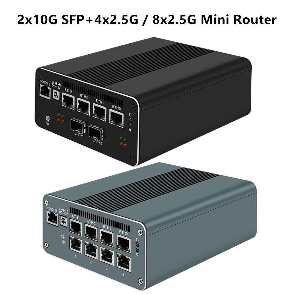 Мини-компьютер Solid Firewall Intel 2*10G SFP i5 1250P 1235U i3 1215U 8505 8x2.5G LAN 2 * SATA Firewall PC Домашний сервер Proxmox Host