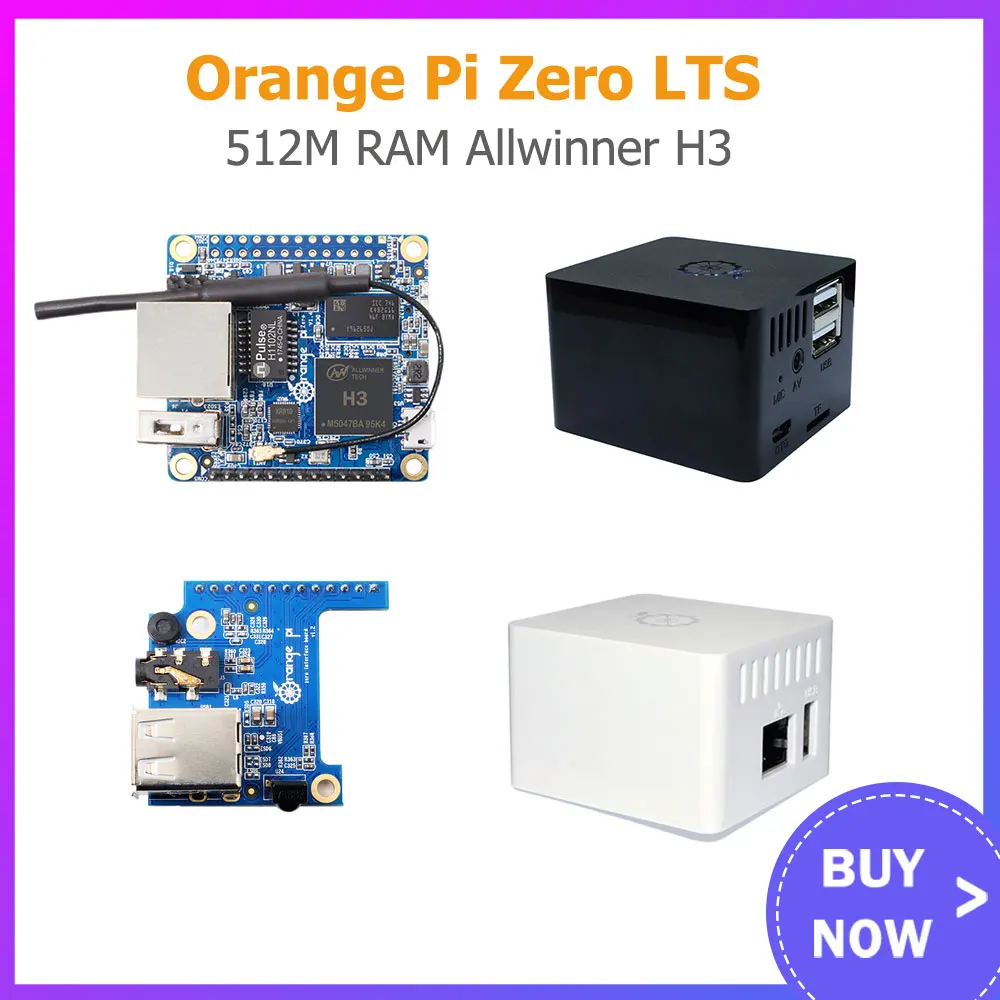 Orange Pi Zero LTS 512MB RAM Allwinner H3 SoC fuente abierta Mini PC Tablet funda opcional disipador térmico para OPI Zero LTS