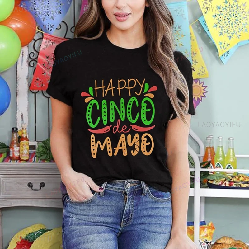 Vintage Cinco De Mayo Printed T-shirt for Women 5 De Mayo Mexican Fiesta Party Festival Short Sleeve Cotton Tee Outdoors Tops