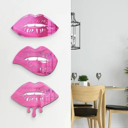 3D Acrylic Business Signs Mirrored Lips Wall Art Decor Kiss Lips Logo Girls Dorm Room Aesthetics Decor Beauty Studio Signage