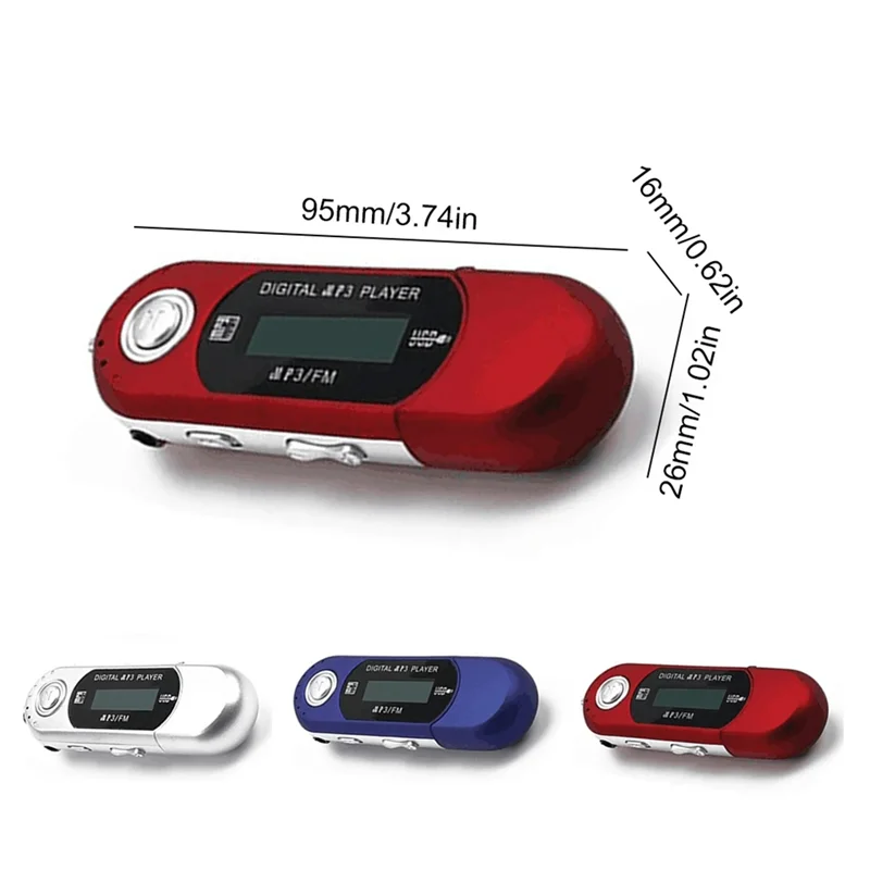 AT59 مشغل MP3 صغير USB 2.0 محرك فلاش صغير متعدد اللغات LCD مشغل موسيقى مع مقبس صوت 3.5 مم إيقاف تلقائي متين (