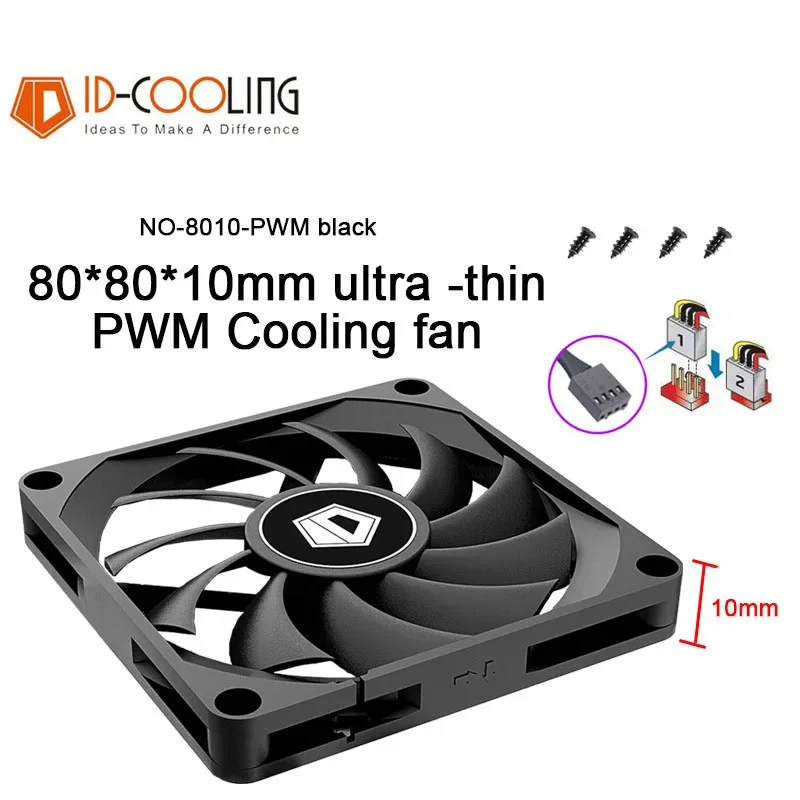 ID-COOLING 8010 80 mm Utrl Schlanke Dicke 10 mm Ultradünne PWM-Temperaturregelung 8 cm Gehäuselüfter