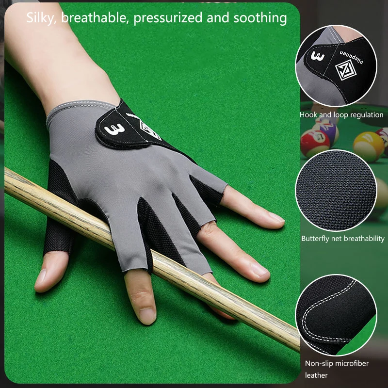 1 pezzo Guanto da biliardo Snooker Guanto da biliardo Adesivi antiscivolo Elasticità Guanti da allenamento per biliardo Accessori