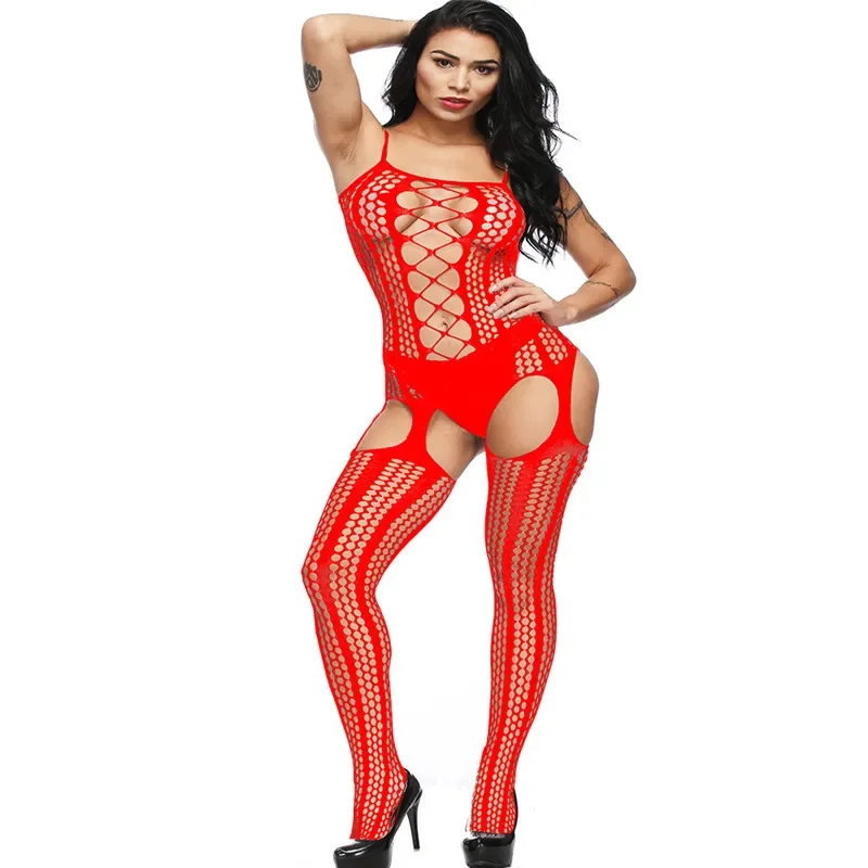 Hot Sexy Tights Lingerie Women Hosiery Black Open Crotch Intimate Underwear Teddy Sexy Costumes See Through Hollow Out Bodysuit