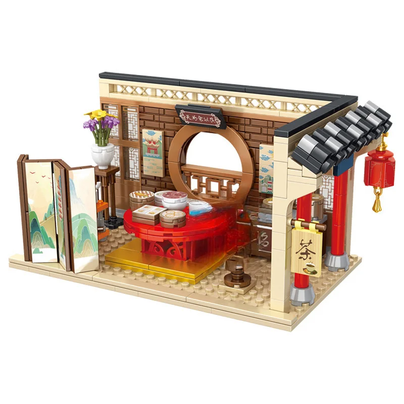 

Black Bear Dimsum House MOC 880012 Teahouse Ideas Buliding Bricks City Street View Architecture House Model Blocks Toy Set Gifts