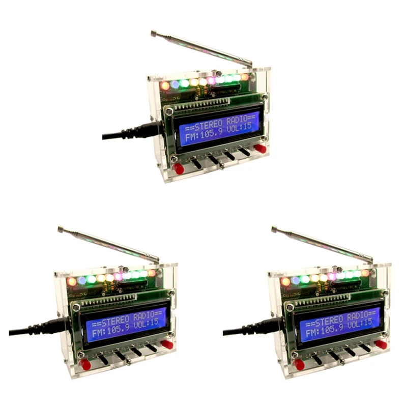 3x Diy Dc 5V Digitale Radio Kit Onderdelen Tda5807 51 Single-Chip Fm Digitale Geluidsmachine Stc89c52 Chip 87Mhz-108Mhz