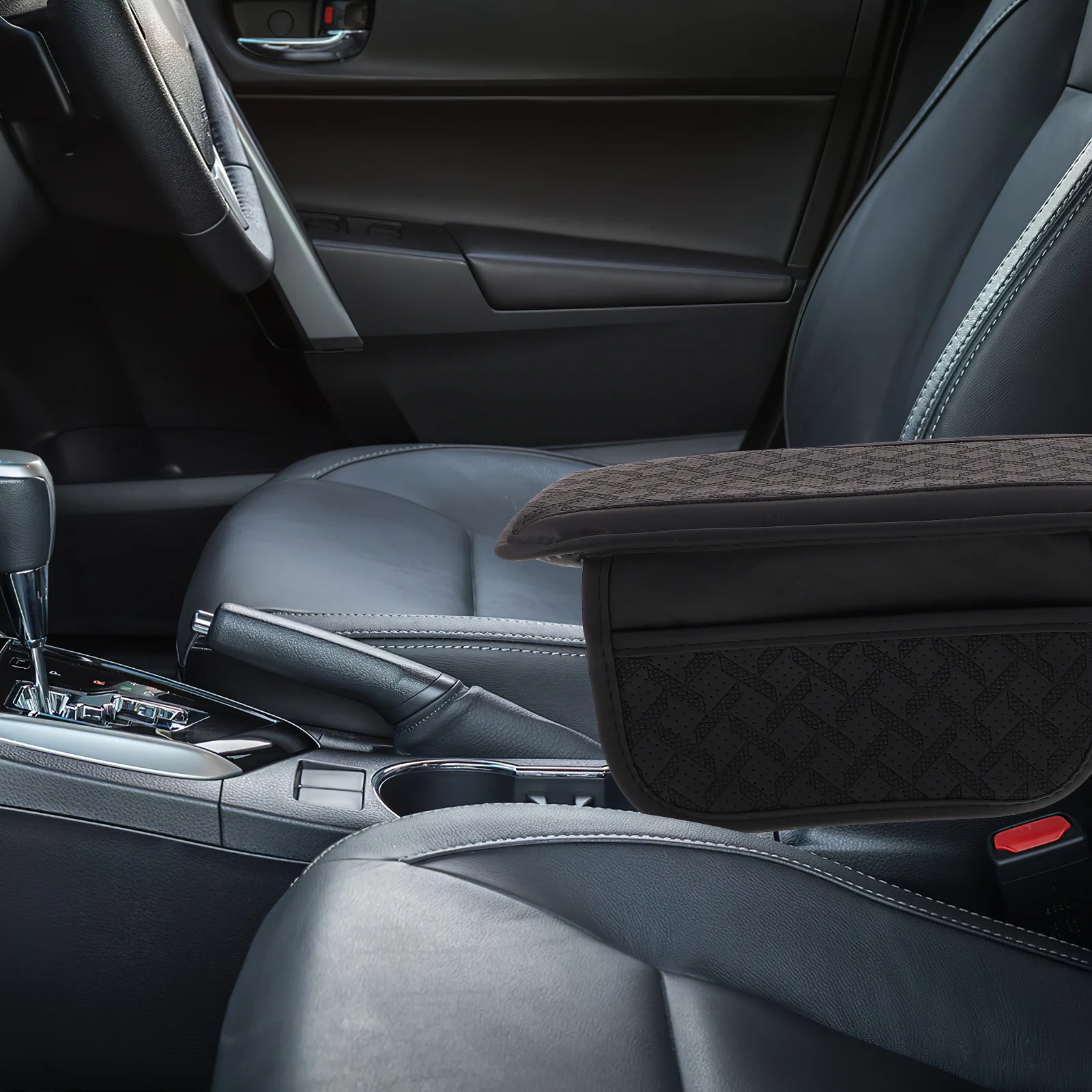 

Car Armrest Box Cushion Universal Fit Spacious Storage Easy Installation PU Center Console Cover Pad Armrest Cushion