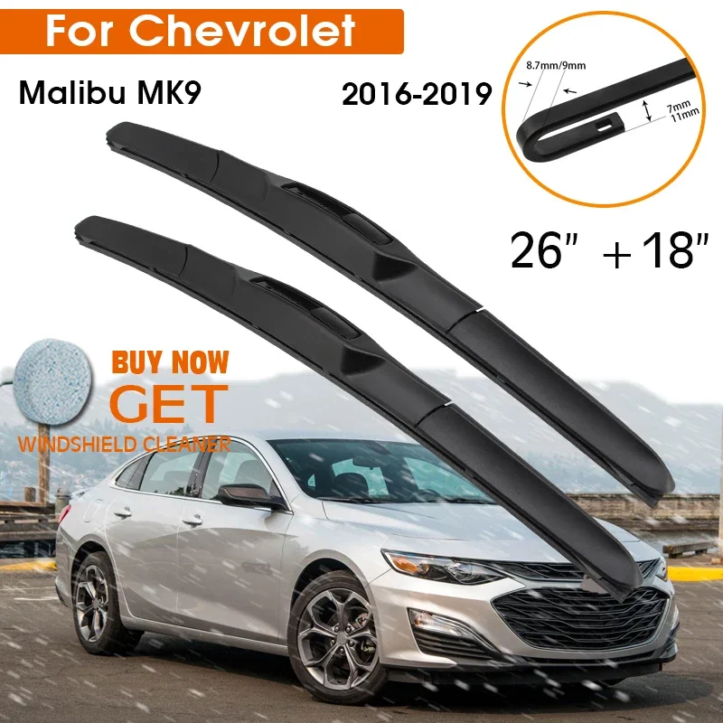 

Car Wiper Blade For Chevrolet Malibu MK9 2016-2019 Windshield Rubber Silicon Refill Front Window Wiper 26"+18" Auto Accessories