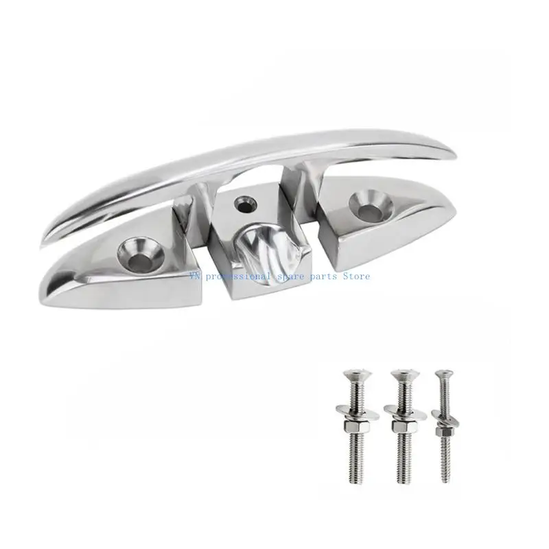 41XA Pack of 1 5/6 Inch 316 Stainless Steel Marine bending Cleat High Gloss Finish Includes Screws for Boat Dock Installation