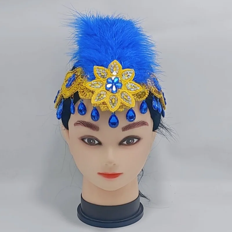 إكسسوار شعر لأداء المسرح، غطاء رأس من ريش الرقص الشعبي قابل للفصل، ديكور زي DIY لمهرجان الرقص الثقافي #5