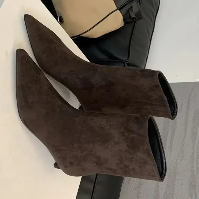 أزياء قطيع السيدات الجوارب القصيرة الحديثة مع كعب منخفض أشار تو الأحذية مصمم الانزلاق على أحذية النساء حذاء من الجلد الأحذية #1