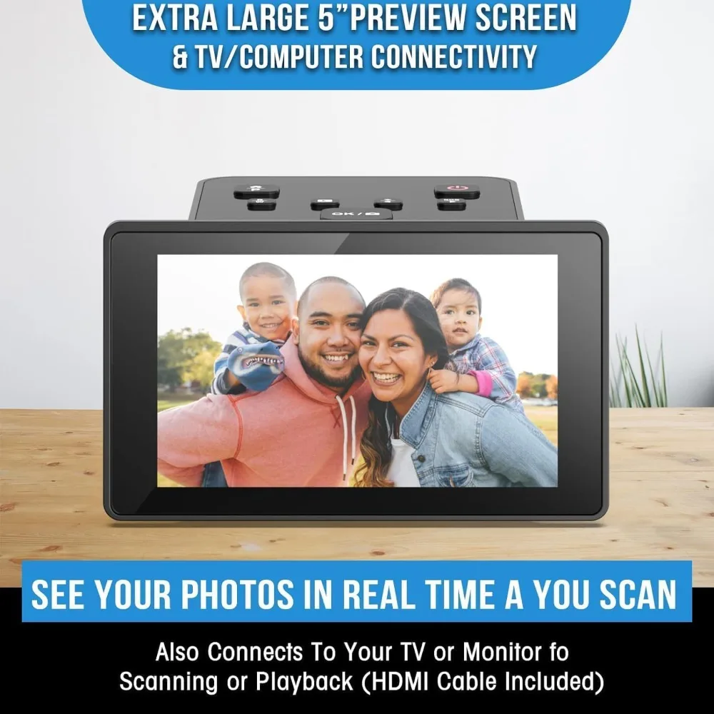 

Digital Film Scanner, Slide & Negative Scanner with 5"" LCD Screen, Converts Color & B&W Negatives & Slides 35mm