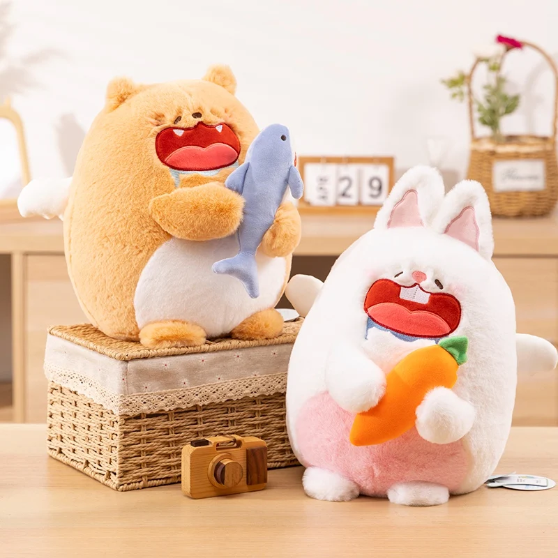 

Creative Cats Eating Fish Bunny Eat Carrot Plushies Dolls Stuffed Animals Plush Toy Cartoon Accompany Girls Hug Pillow Kids Gift