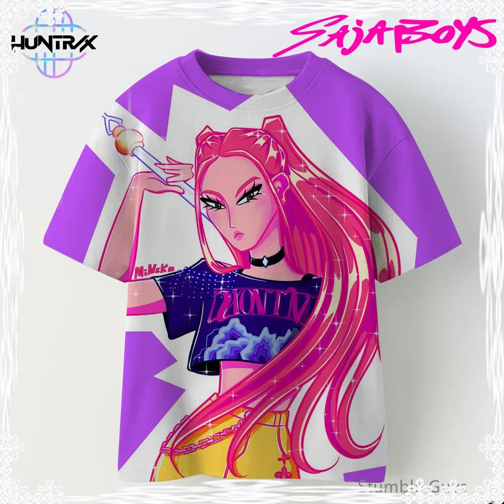 

3D Cartton Short Sleeve Kids Kpop Demon Hunters Casual Fashion Summer Boys Girls T-Shirt Anime Clothes