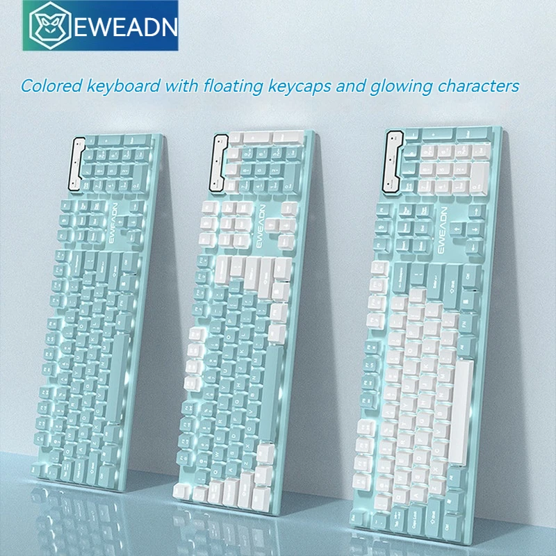 

Eweadn Gx320 Silent Wired Connection Keyboard And Mouse Set Rgb Ergonomic Design Computer Office Game Two Color InjectionMolding