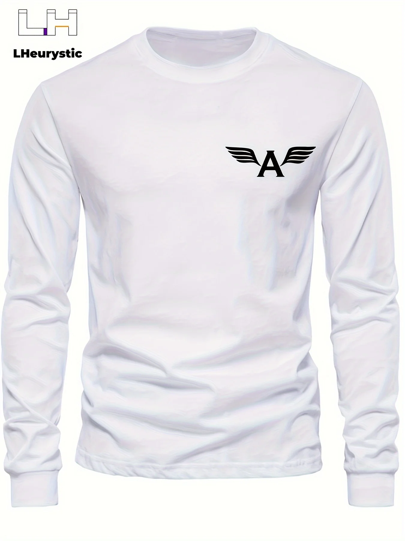 เสื้อยืดคอกลมแขนยาวผู้ชายผ้าฝ้ายแท้ 100% พิมพ์ลายตัวอักษรคลาสสิกทรงหลวมใส่สบายสำหรับฤดูใบไม้ร่วงและฤดูหนาว