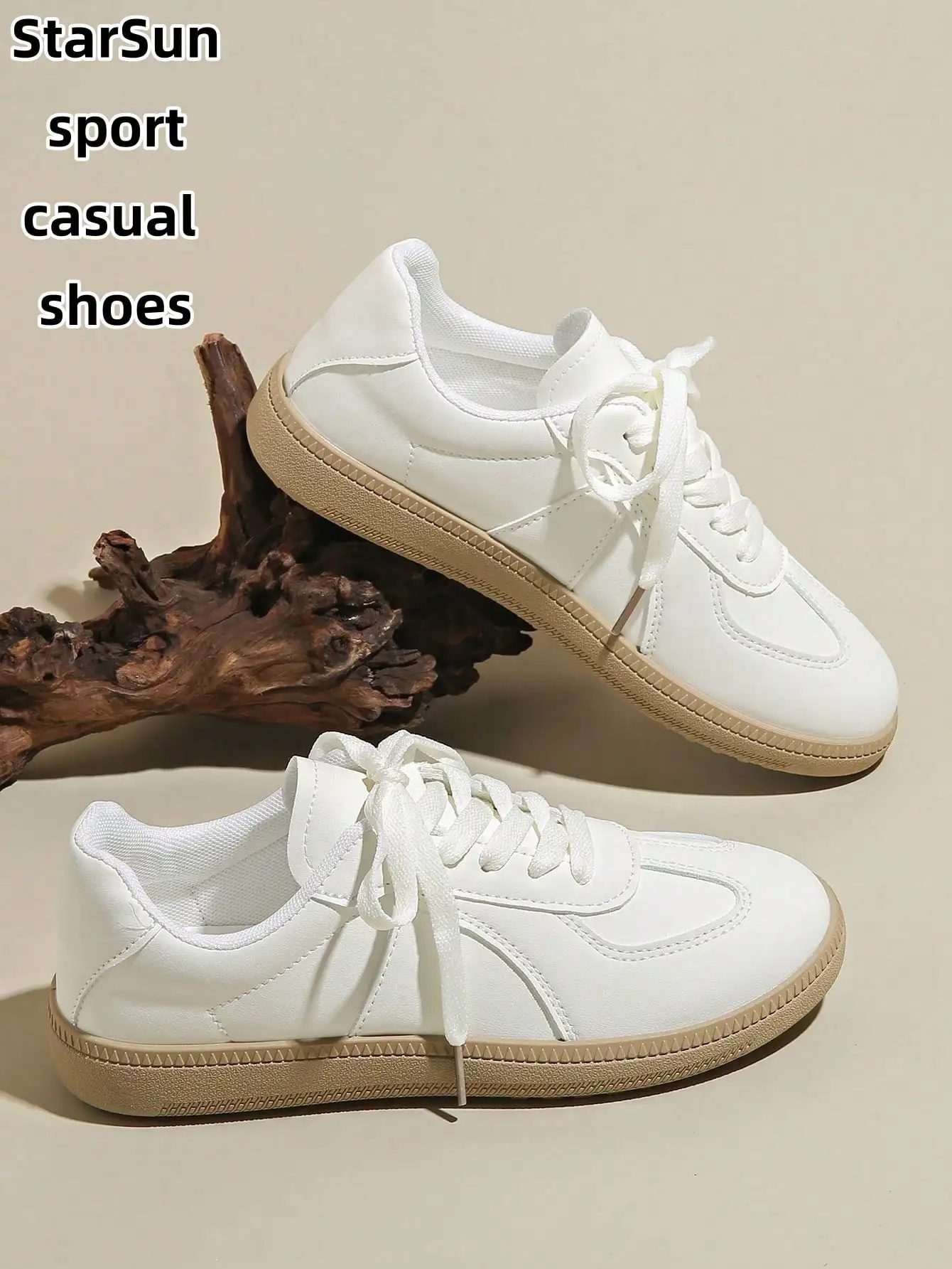 1 Pair Women's Spring/Autumn New Lace-Up Round Toe Low-Top Casual Sneakers, Flat Comfortable Versatile White Shoes, Colorblock Sports Casual Shoes, Patchwork Shoes, Retro Style Skate Shoes, Fashion, Suitable For All Seasons.st2407239929255700