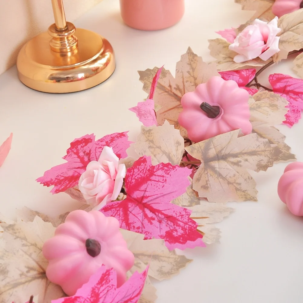 

Autumn Themed Garland 175cm with Pumpkin and Rose Accents for Enhancing Thanksgiving and Fall Home Decor Settings