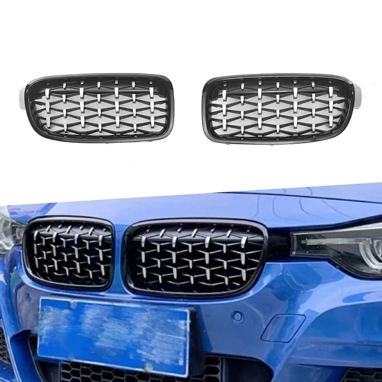 

Glossy Black Radiator Grilles For 2013-2018 BMW 3 Series F30 Front Double Kidney Racing Grilles Bumpers Body Kit Hood