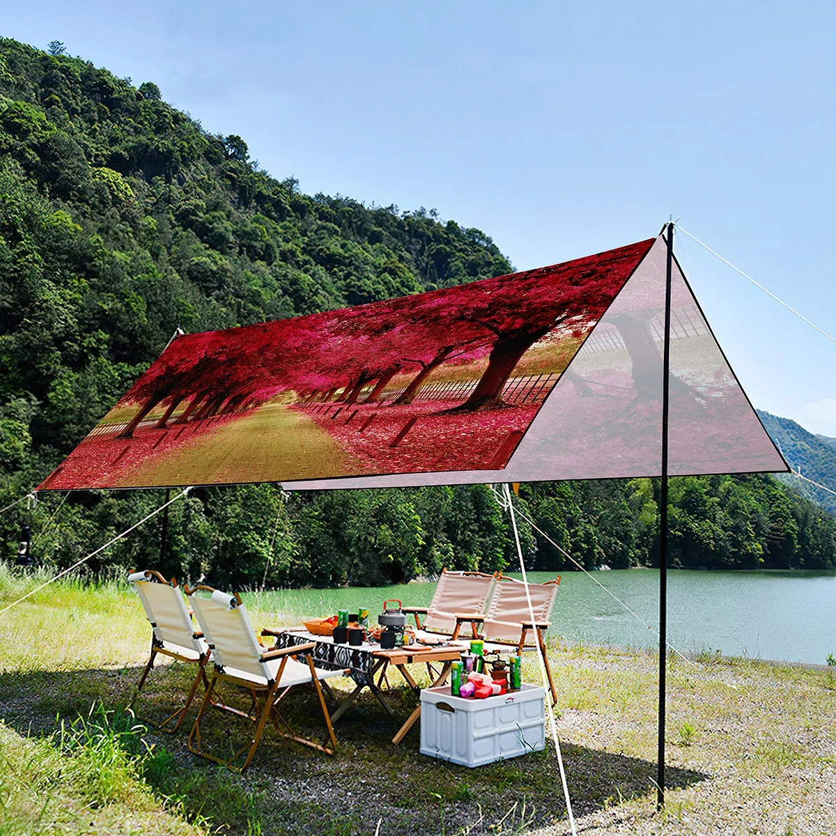 Sunshade Canopy For A Large Group,Garden Pattern Lightweight Waterproof and UV-resistant Portable Oxford Tent For Picnic,Travel