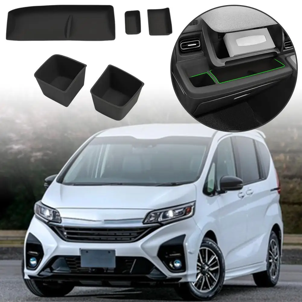 5pcs For 24 Honda Freed Silicone Anti-slip Mat 3pcs Instrument Panel Storage Tray+2pcs Cup Holder Car Interior Storage Part D7Y3