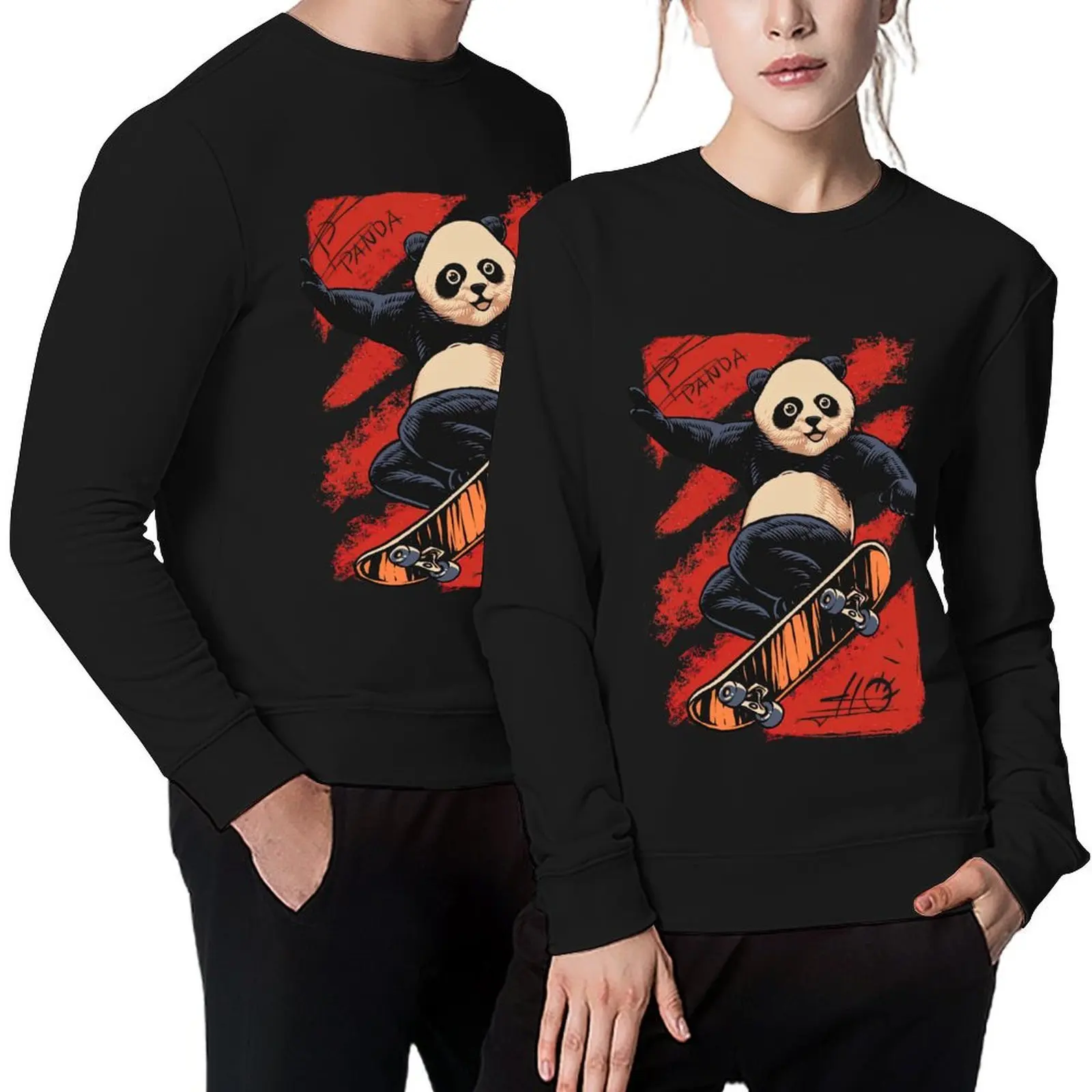 

Panda On A Skateboard, Skate, Skateboard Pullover korean style clothes graphic t shirts men tracksuits sweatshirts