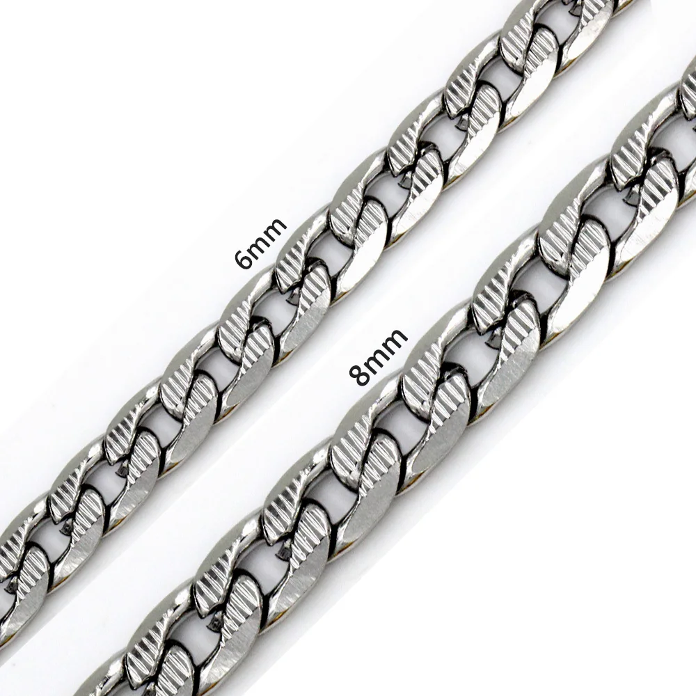 LUXUKISSKIDS Kpop Link Chains For Man Woman Curb Cuban 6/8MM Solid Colar Basic Gothic Necklaces Punk Stainless Steel Accessories