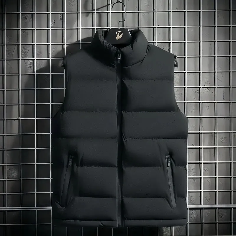 

Thiened Fce Warm down Vest Men's Loose Large Size Jaet for Autumn Winter Work Outdoors Youth Faion Sle Zipper Closure