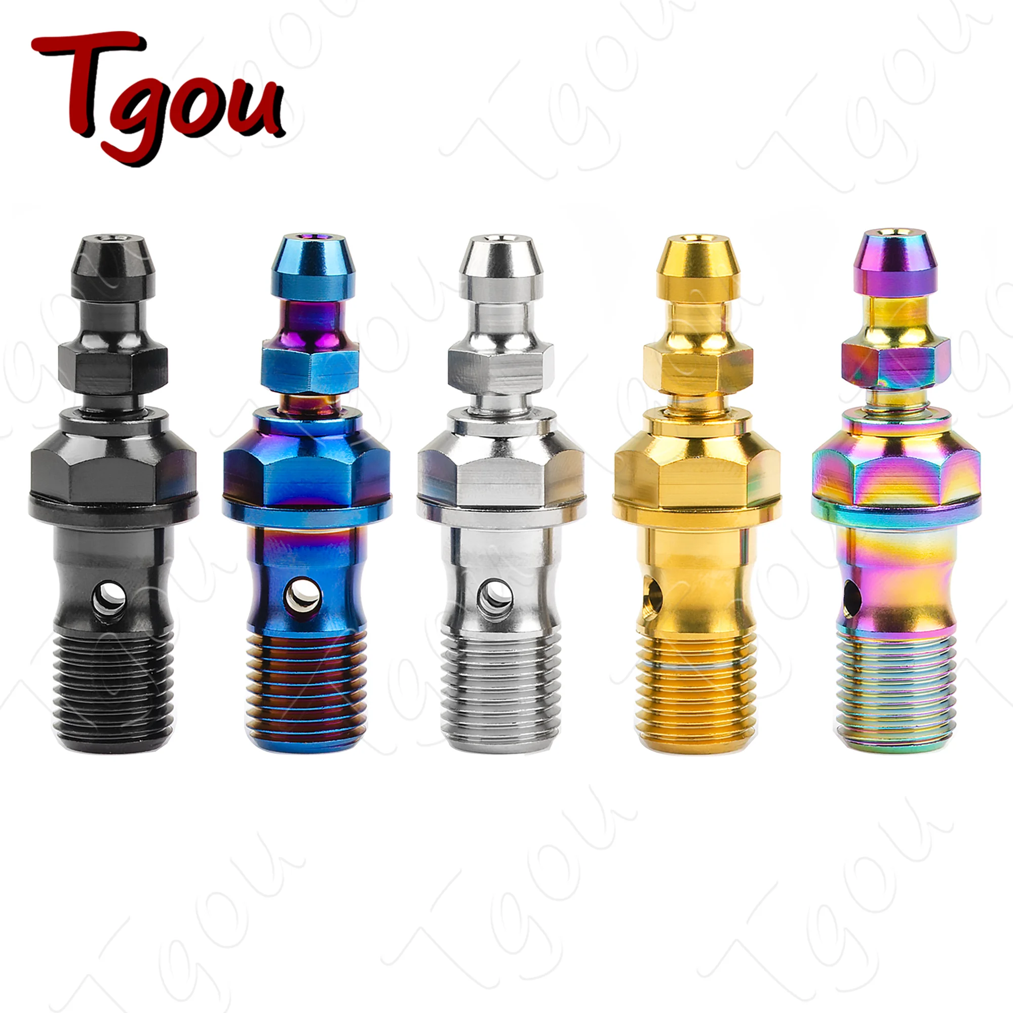 Tgou Titanium Bolt M10 1.0/1.25 Pitch Banjo Bolt for Brembo Brake Line & Single Hole Clutch Banjo with Bleeder Valve for Ducati