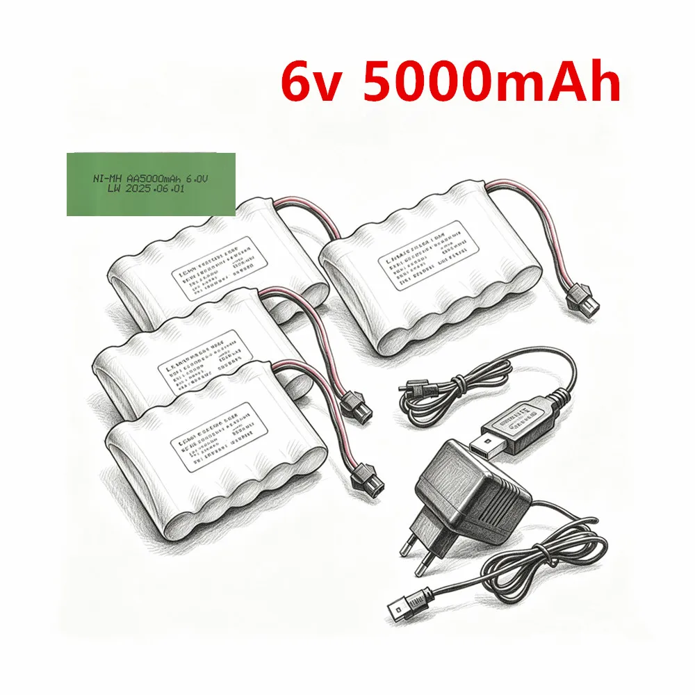 6V 5000mAh NiMH Battery For RC Toy Car Boat Electric Lighting Security Facilities 5*AA 6v Rechargeable Battery Pack