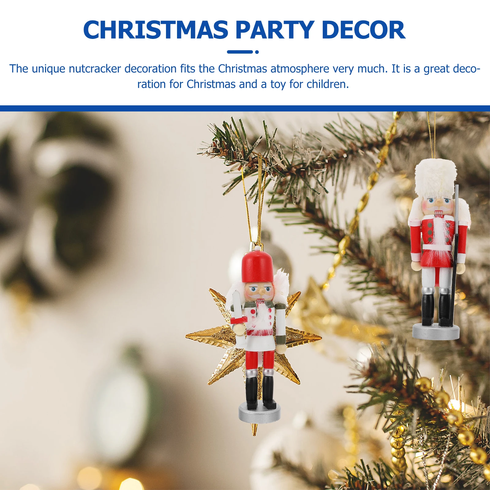 

4pcs Wooden Nutcracker Christmas Ornaments Vintage Festival Desktop Decorations Nutcracker Gift Set For Family Friends Lovers