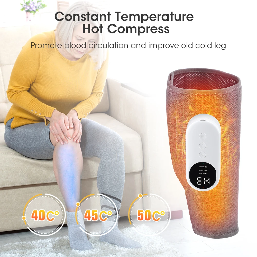 

360° Electric Calf Massager Rechargeable 3 Modes Air Compression Leg Massager Hot Compress Leg Massage Blood Circulation