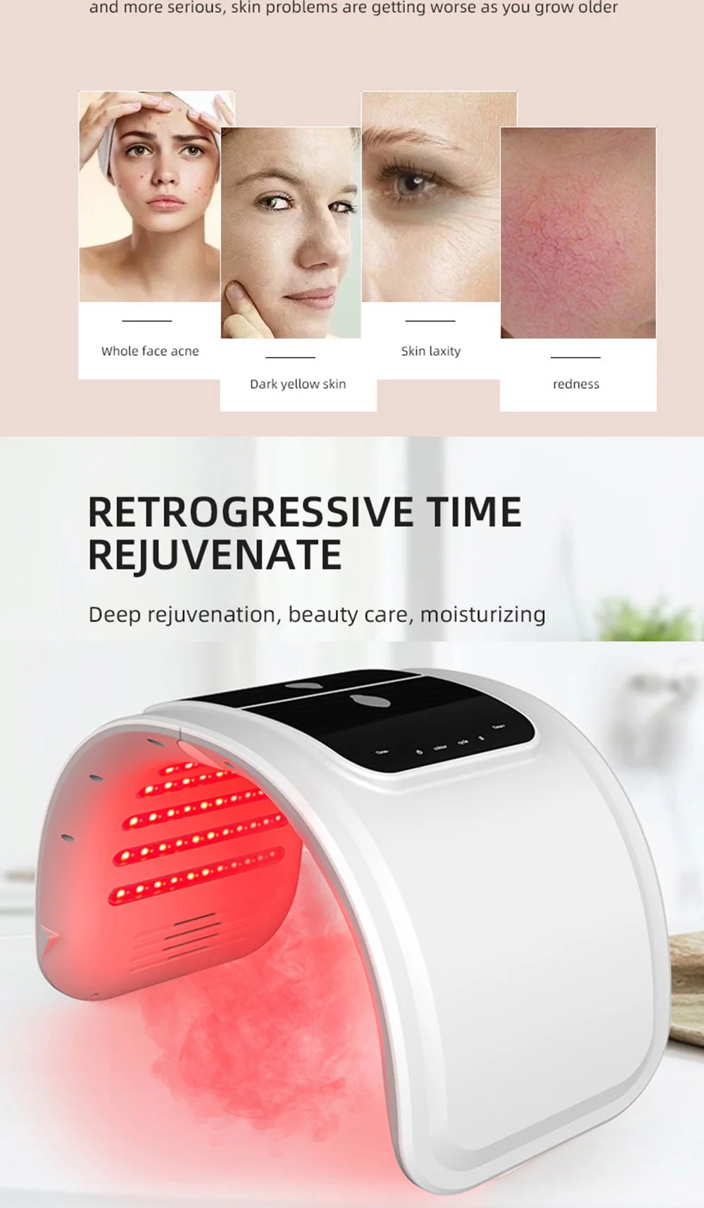 Neue LED-Gesichts masken ausrüstung 7 in 1 Farbe Gesicht Spa Gesichts gerät Haut verjüngung Licht Gesichts körper Schönheits maschine für die Hautpflege – Detail 3