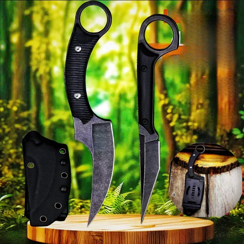 

Уличный нож EDC Tool Stone Washed High Hardness Sharp Outdoor Многофункциональный тактический прямой нож + K-Sheath Маленький нож