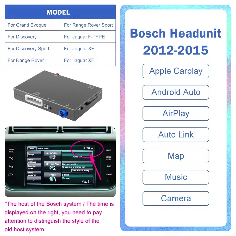 Wireless Carplay Android Auto Fits For Land Rover Jaguar Bosch Discovery4 Evoque Freelander2 XE XF XJL Mirroring Decorder