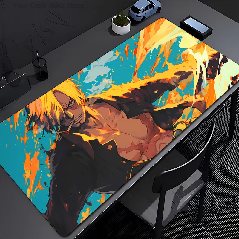 ONE PIECE Sanji Großes Mauspad, Computer-Spiel-Mauspad, Gaming-Zubehör, rutschfeste Druck-Schreibtischunterlage, Tastaturunterlage, PC-Spiel-Mauspad