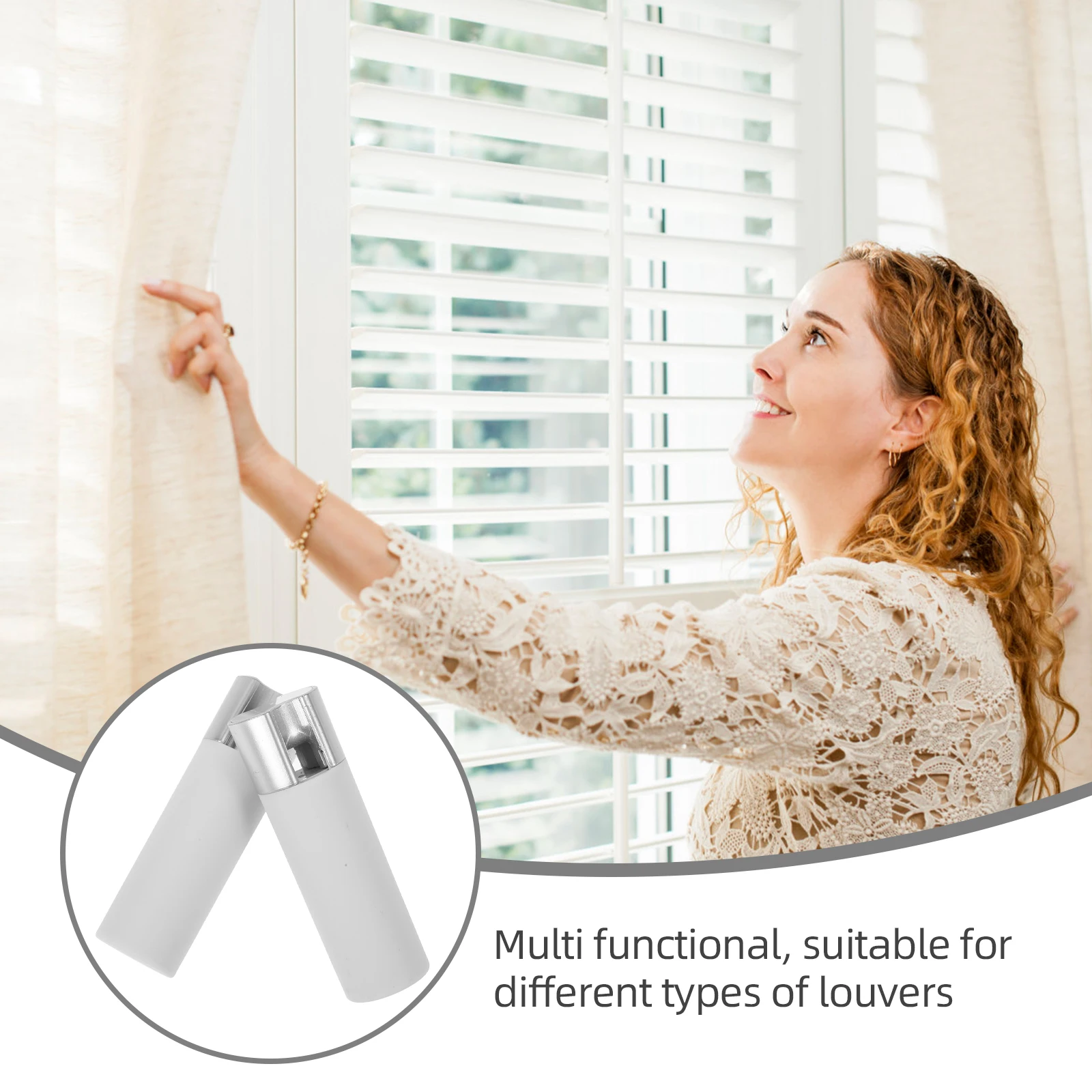 

2pcs Roller Blind Handle White Pull Cord Holder Plastic Drop End Lightweight Easy Install Rounded Corner