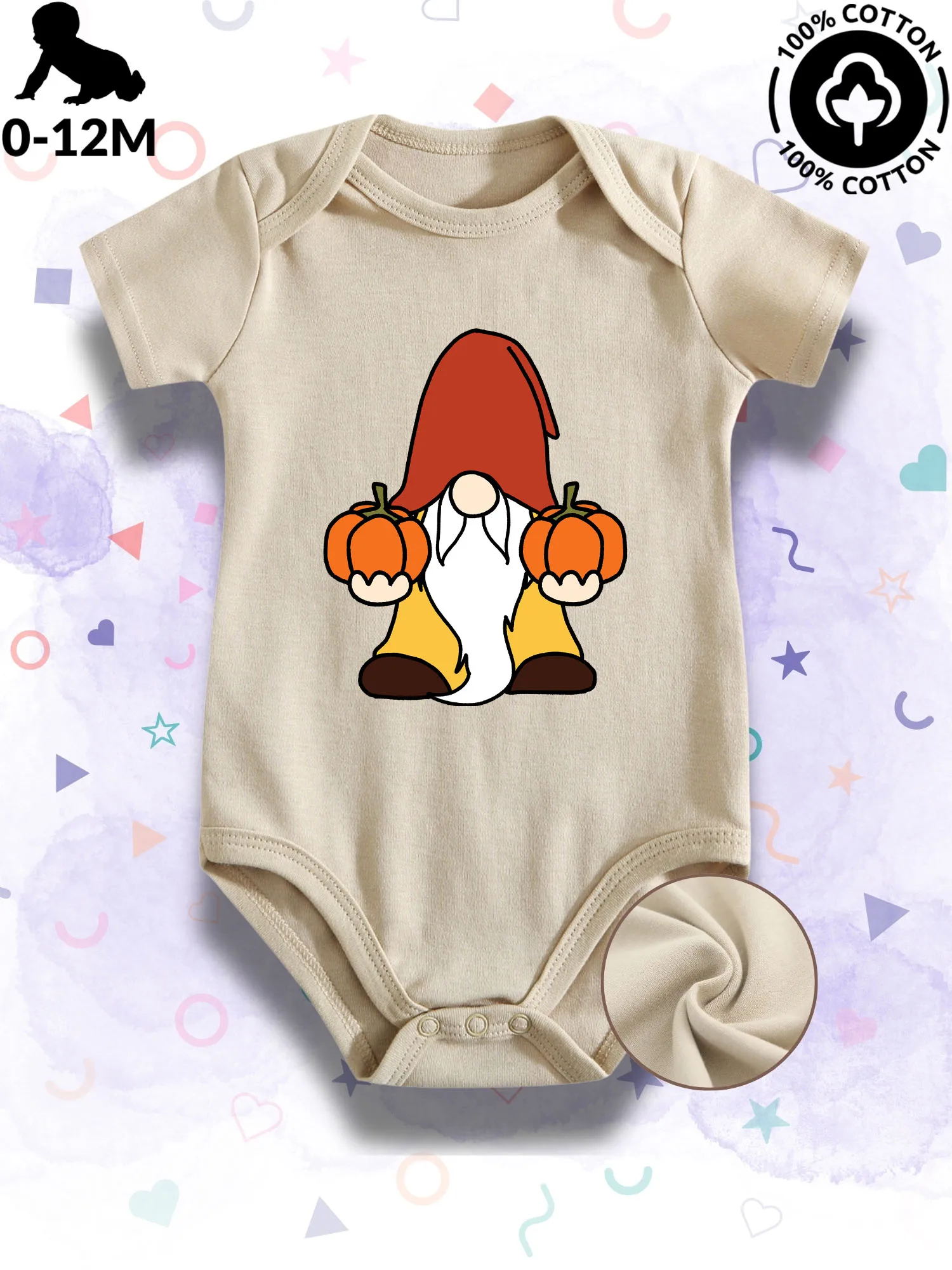 

Детский комбинезон-боди Fall Harvest Gnome 02 унисекс, 100% хлопок, мягкий, всесезонный, бежевый, для ползания, 190 г/м²