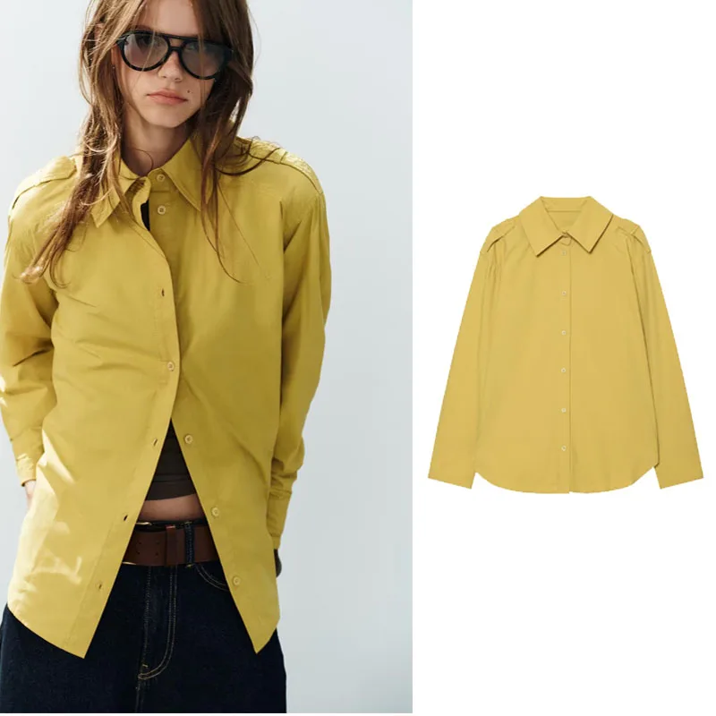 Early Autumn New Arrival Women's Fashion Simple Stylish Slim Fit Shirt with Belt Polyester Fiber Long Sleeve Regular Length
