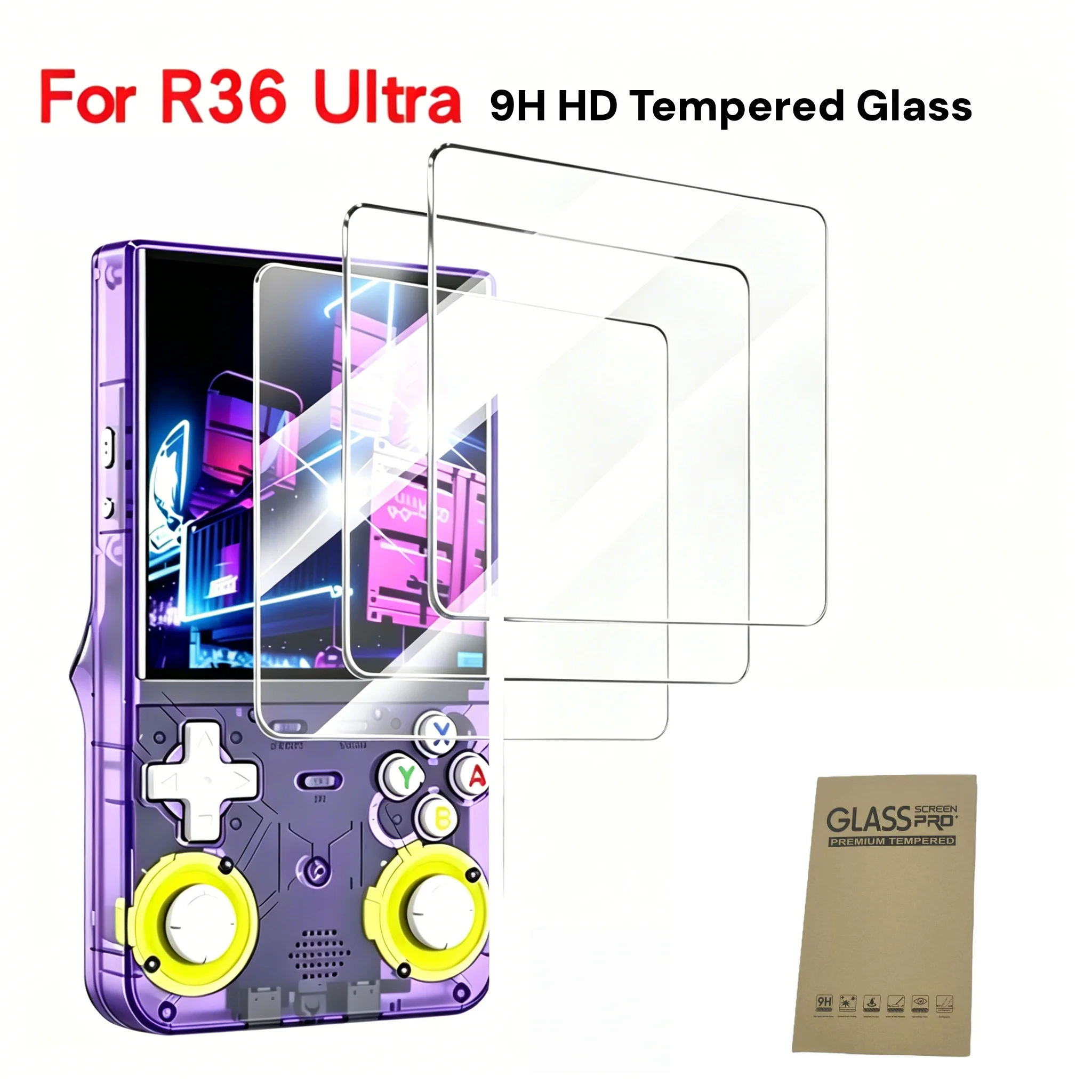 Für R36 Ultra Max Handheld-Spielkonsole Gehärtetes Glas für R36Ultra R36Max 9H HD Displayschutzfolie