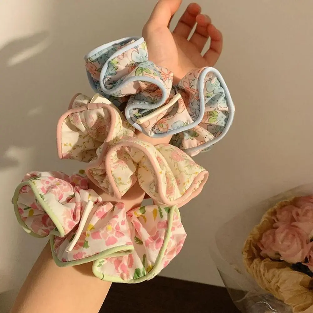 Scrunchies elásticos para mujer, banda para el cabello con flores, soporte para Cola de Caballo Vintage, lazo Floral para el cabello, bandas de goma