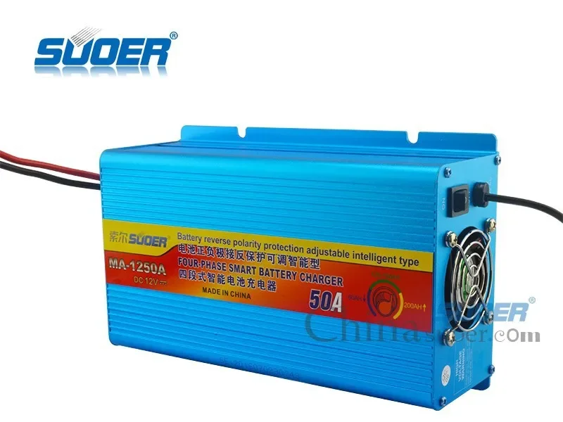 for Suoer 50 AMP 12V portable Four-Phase Charging Mode Auto Smart Battery Charger