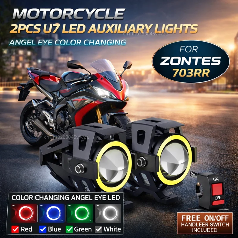 

Waterproof Motorcycle LED Headlight 3000LMW U7 Motorbike LED Driving Fog Spot Light with Switch For ZONTES 703RR 703 RR rr 2025