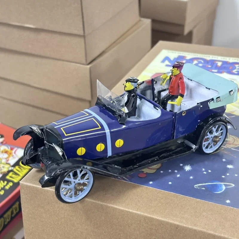 [Divertido] colección para adultos juguete de cuerda Retro lata de Metal dos personas coche de lujo Vintage figuras de modelo de juguete mecánico regalos para niños