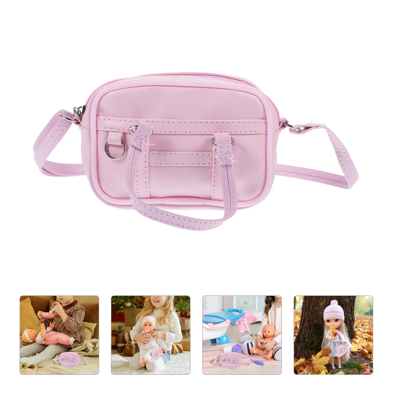 

Pink Purse Handbag for 18-Inch Crossbody Shoulder Bag Miniature Decorative Wardrobe Accessories Bag