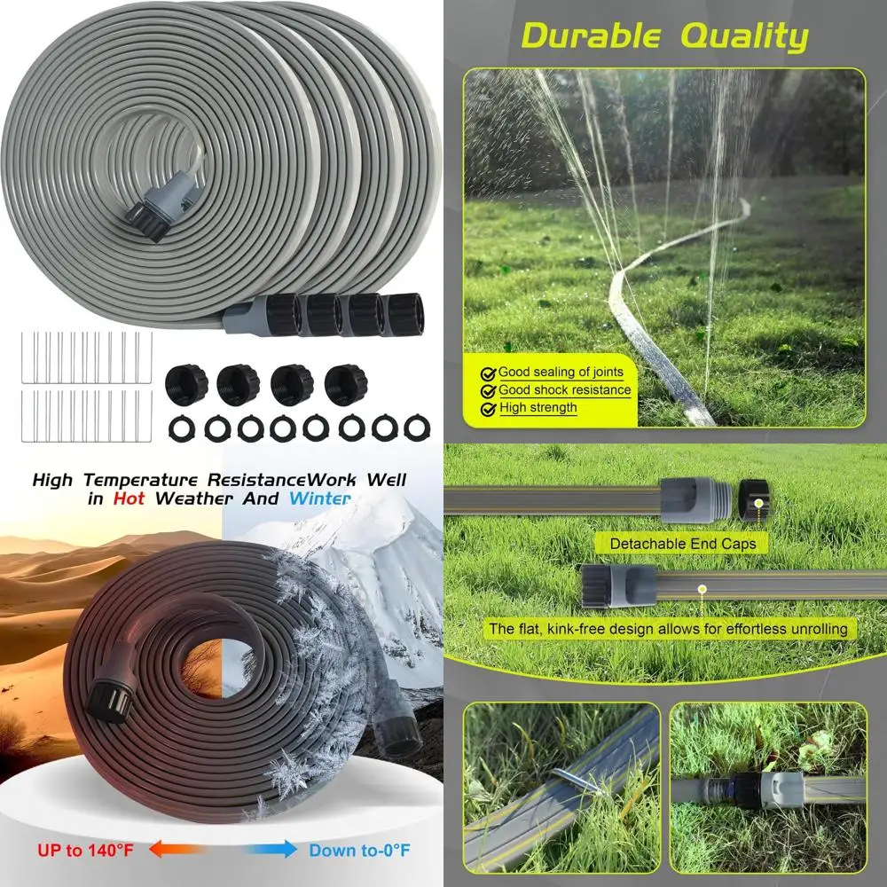 

Water-Saving Sprinkler Hoses 200ft for Lawn Irrigation with 4 Drip Irrigation Stakes Yard Accessories