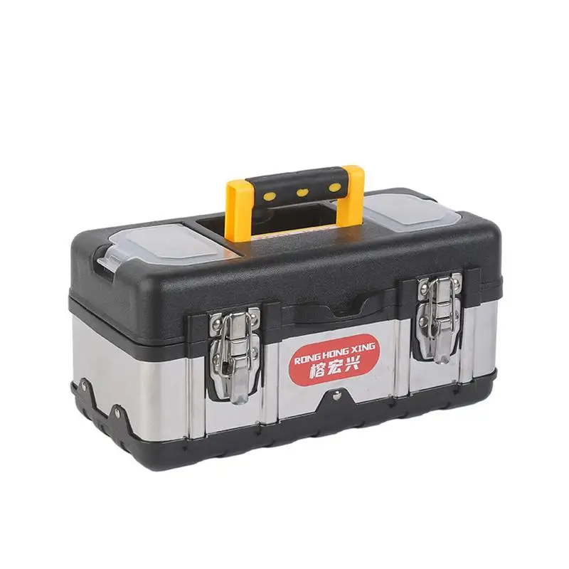 

Portable Toolbox Double Layer Toolbox With Metal Hard Case Electrician Carpenter Plastic Organizer Boxes Car Repair Tool Case