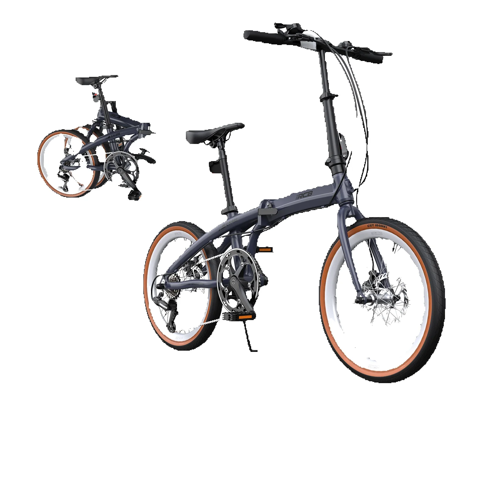RCB Klapprad 20 Zoll Leichter Aluminiumrahmen 7-Gang Faltbares Fahrrad für Erwachsene Jugendliche Stadtpendler GK4